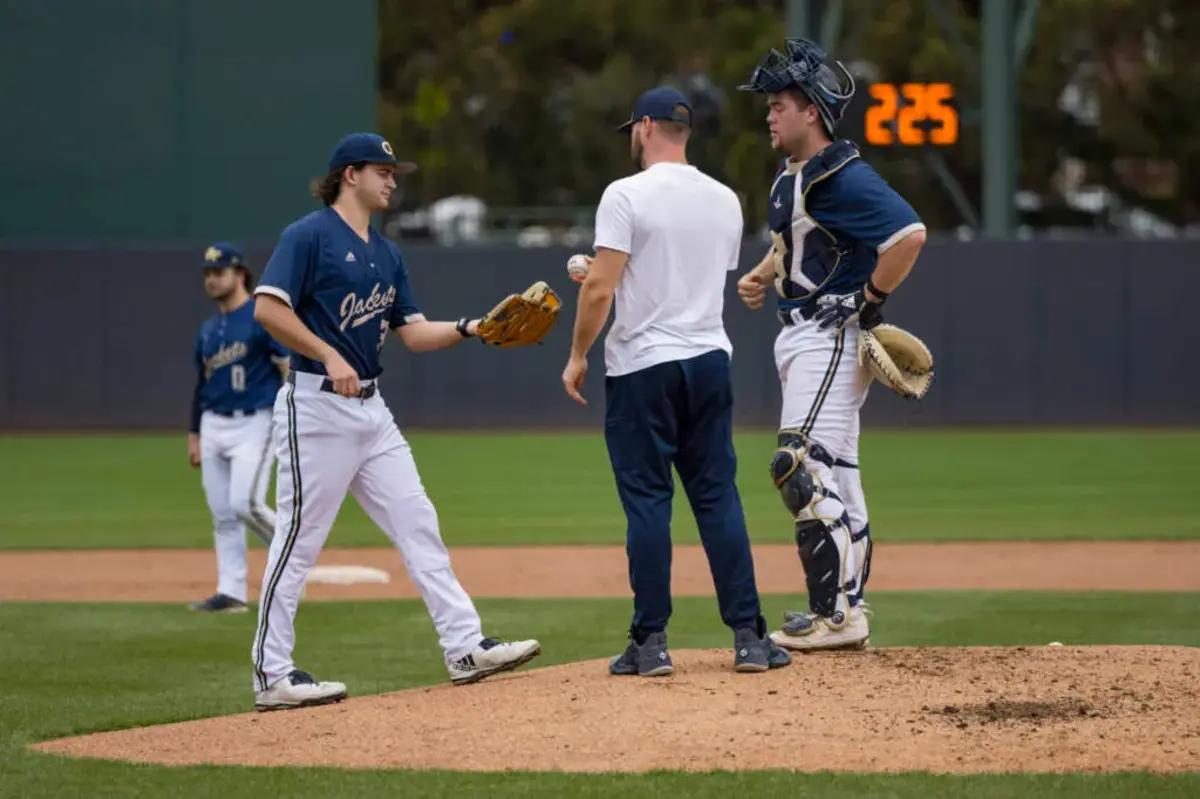 Carsen Ballard steps up to the mound during pre-season practice